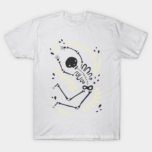 Falling Bones (yellow/black) T-Shirt by Becski